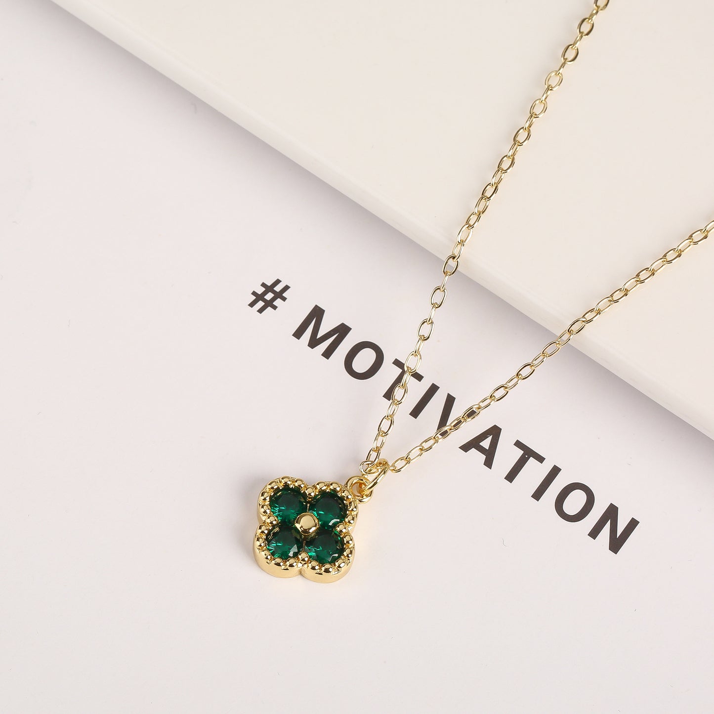 K129 K gold 4 clover lucky necklace