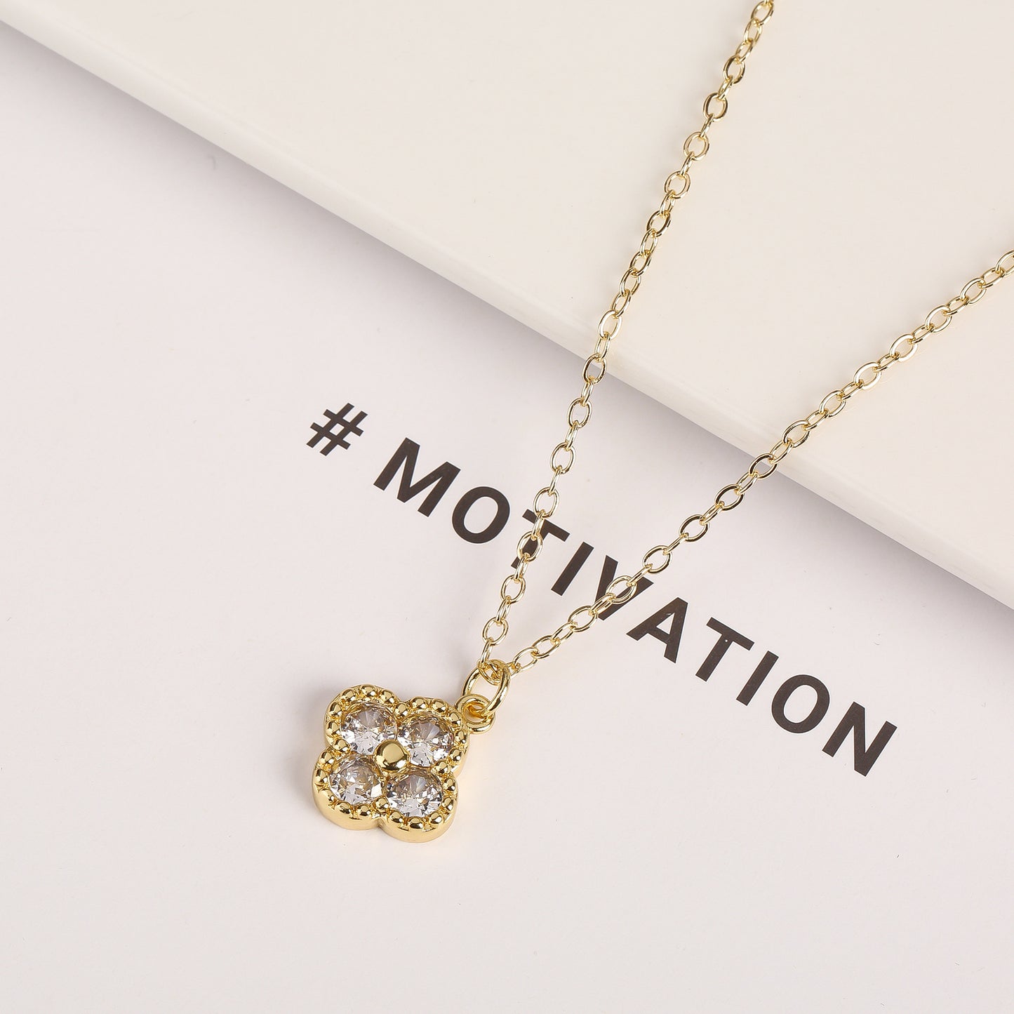 K129 K gold 4 clover lucky necklace