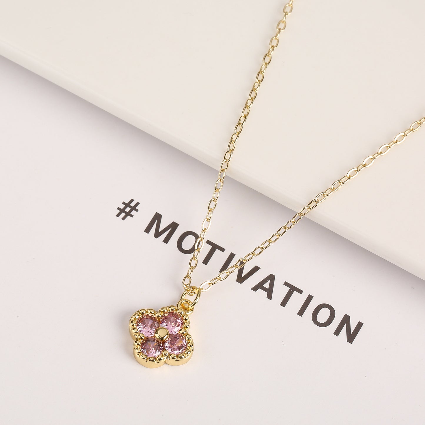 K129 K gold 4 clover lucky necklace