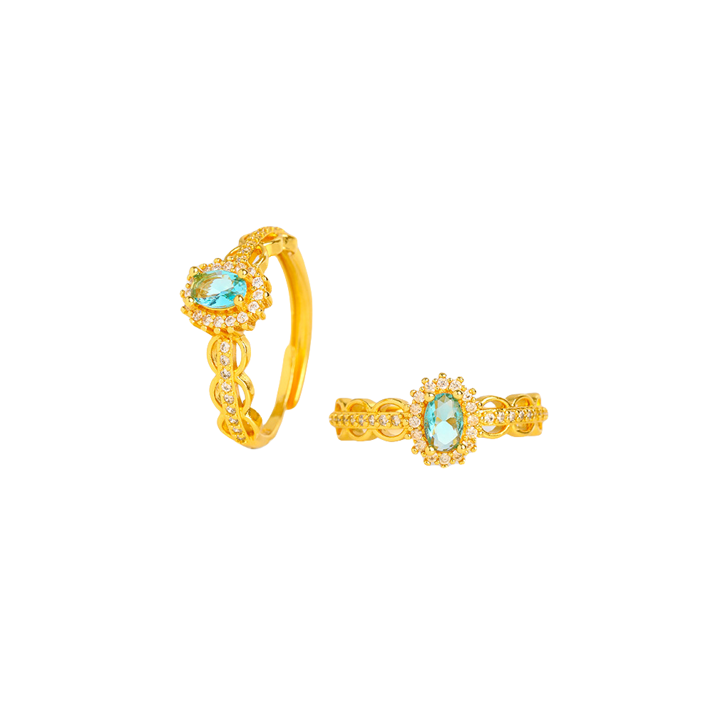 Sand gold red green diamond 24k lucky ring