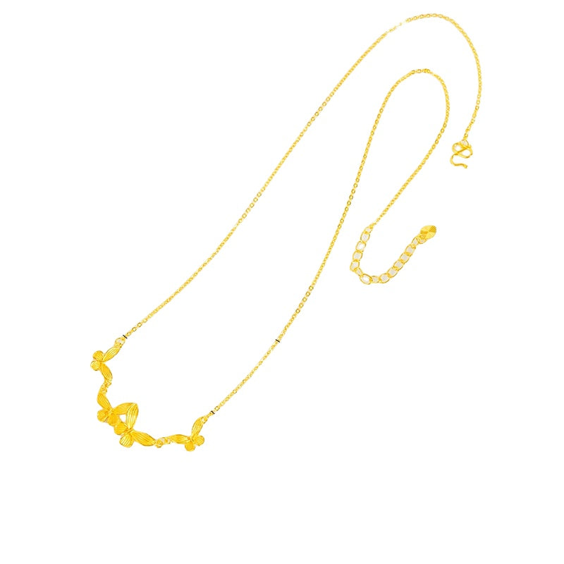 AL-N1-6-46-4 sand gold butterfly necklace