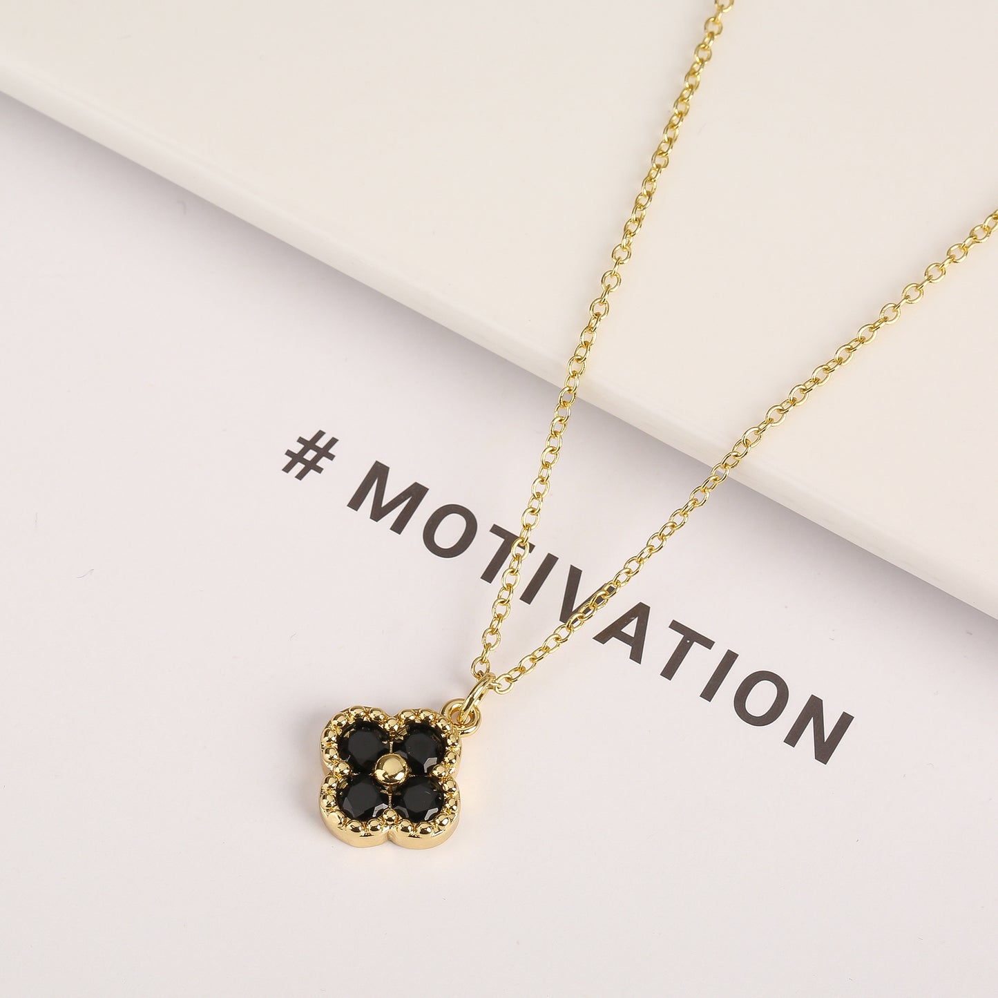 K129 K gold 4 clover lucky necklace
