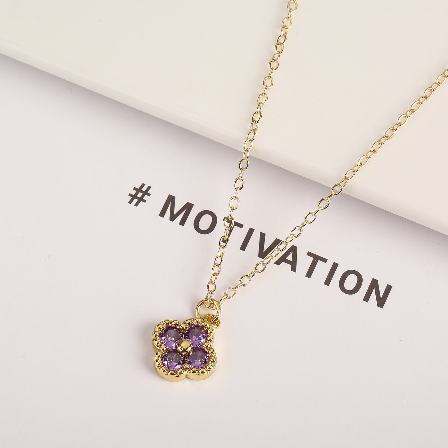 K129 K gold 4 clover lucky necklace