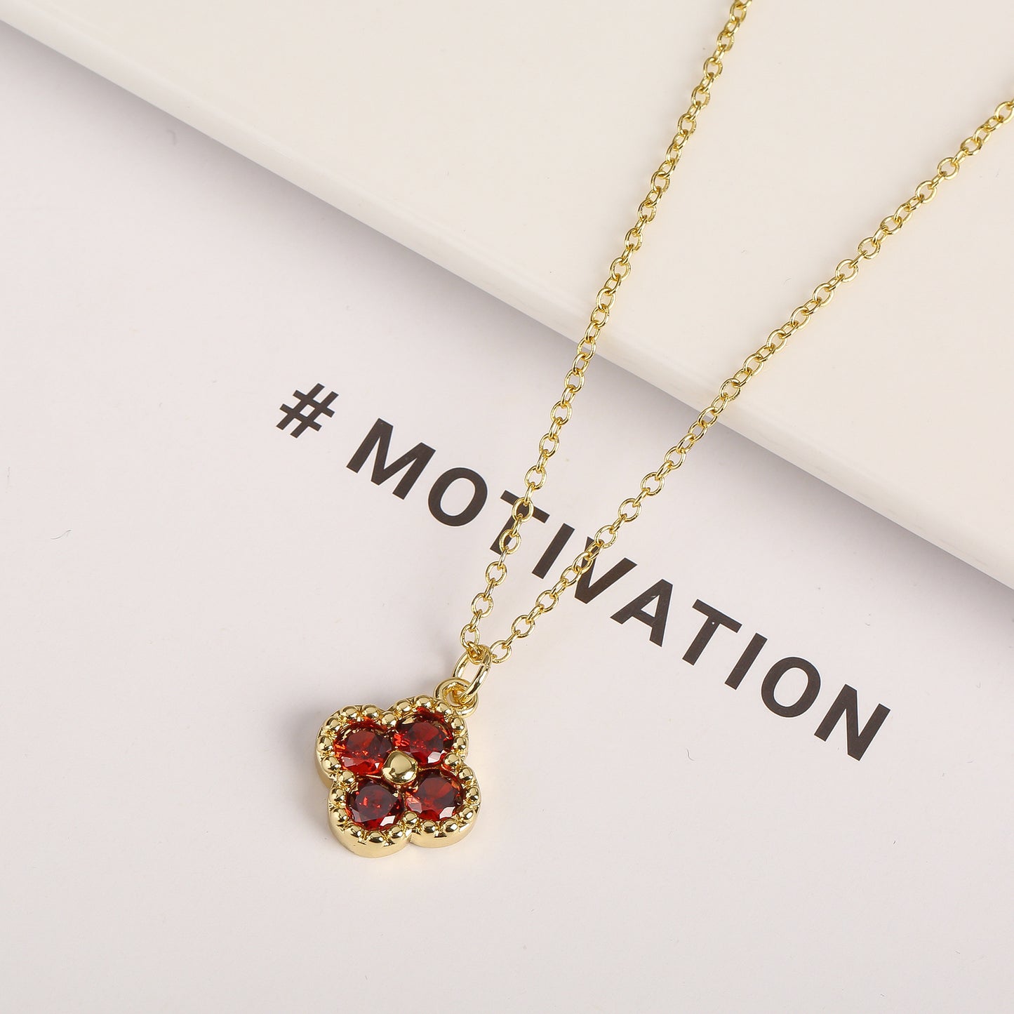 K129 K gold 4 clover lucky necklace
