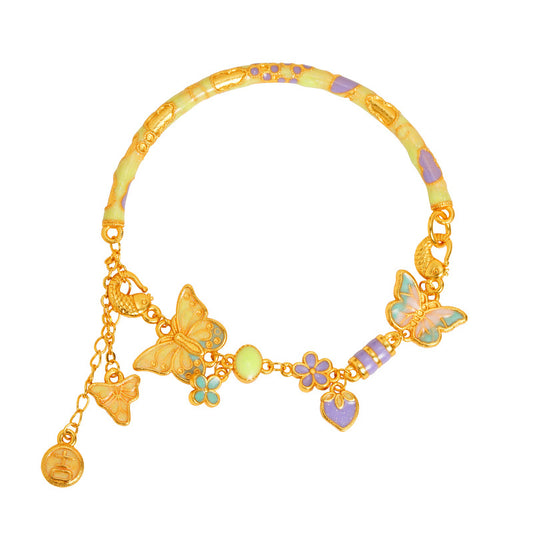 AL-BS3019 sand gold purple color butterfly bracelet