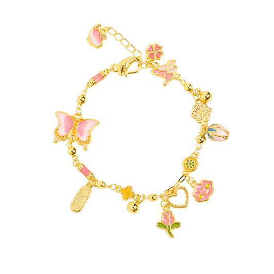 AL-BS3267 sand gold pink color butterfly bracelet