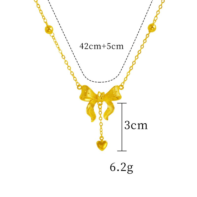 AL-NX2113 bow design sand gold necklace