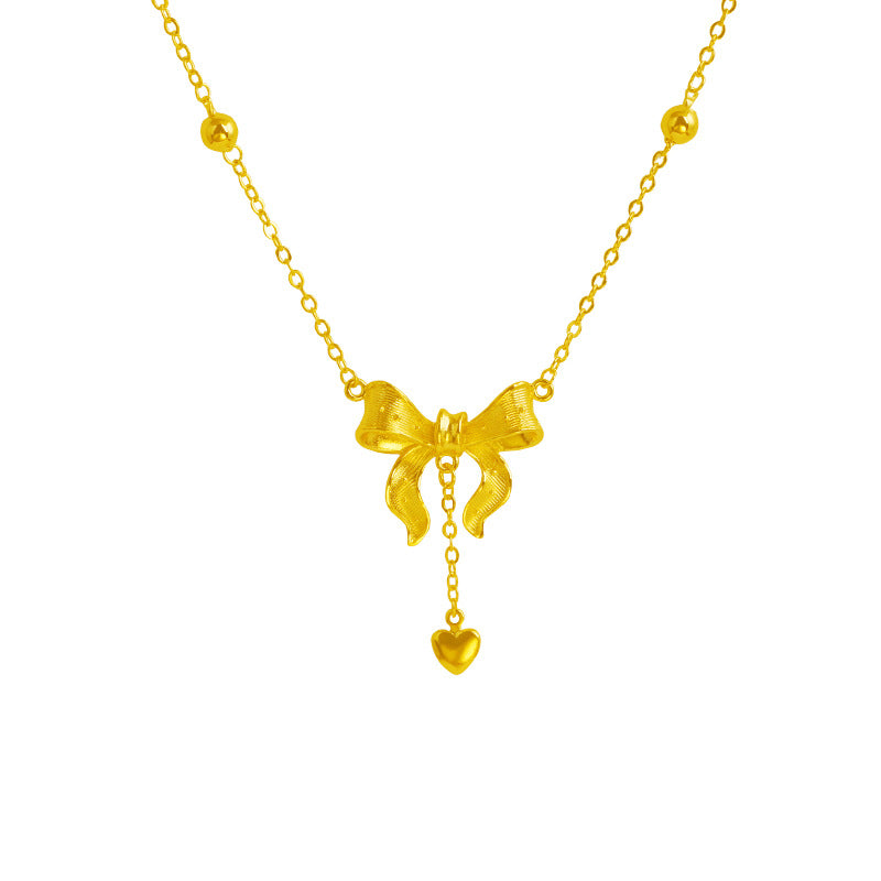 AL-NX2113 bow design sand gold necklace