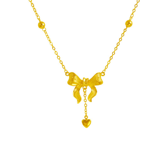 AL-NX2113 bow design sand gold necklace
